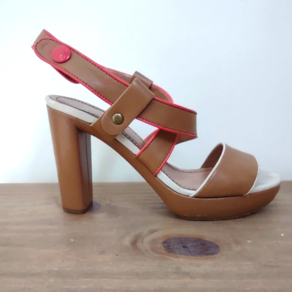 See by Chloe tan leather block heeled sandal pumps 9 $425